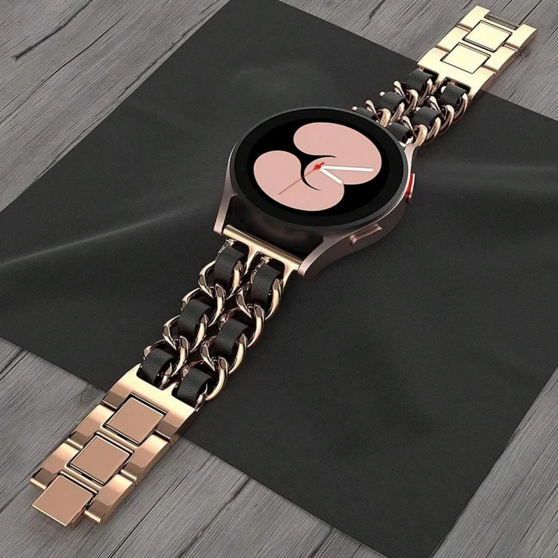 Luxury Dual-Chain Watch Strap – Premium Leather & Metal Band for Samsung Galaxy Watch - Image 7