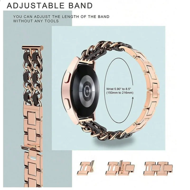 Luxury Dual-Chain Watch Strap – Premium Leather & Metal Band for Samsung Galaxy Watch - Image 8