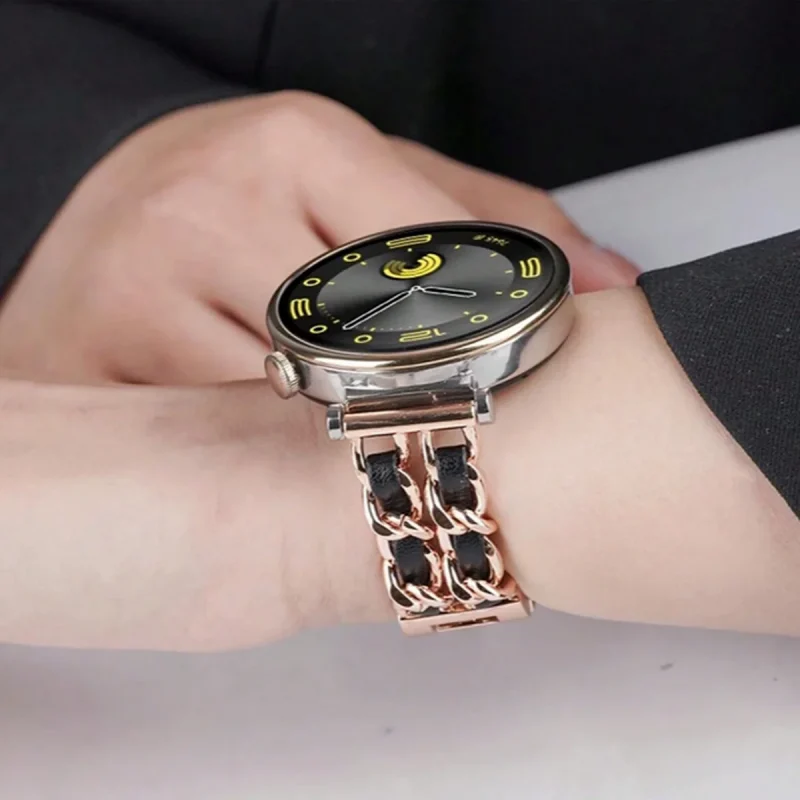 Luxury Dual-Chain Watch Strap – Premium Leather & Metal Band for Samsung Galaxy Watch - Image 5