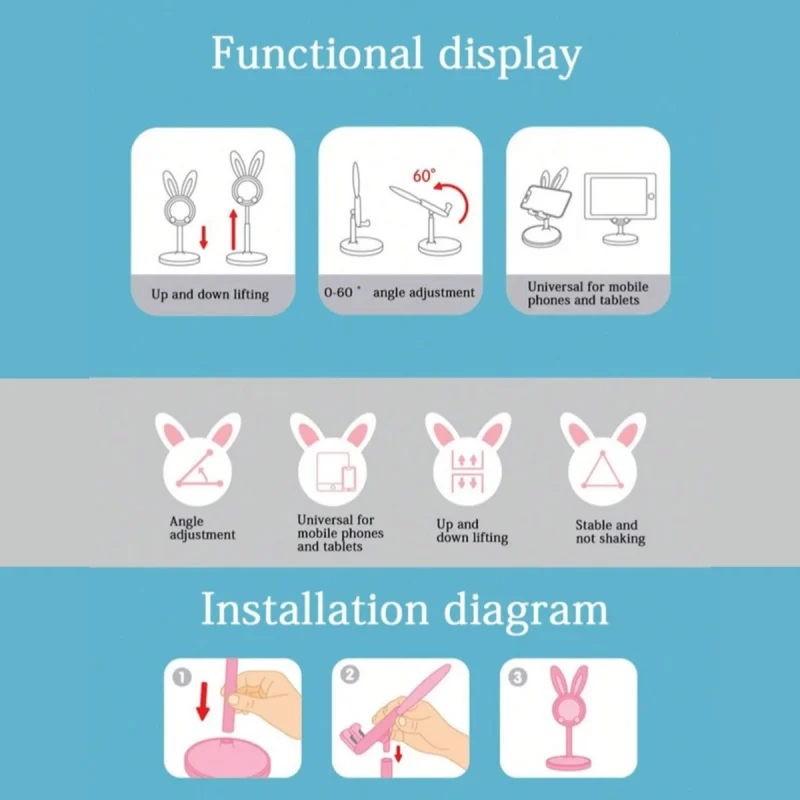 Rabbit Adjustable Pink Desktop Phone Holder - Image 6