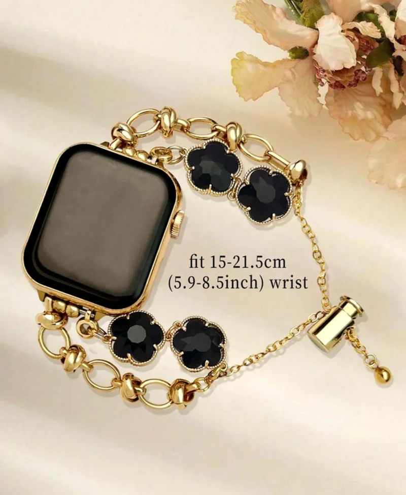 Elegant Gold Flower Apple Watch Band – Luxury Metal Bracelet Strap for Women | Compatible with Apple Watch Ultra, SE & Series 1-9 (42mm-45mm - Image 5