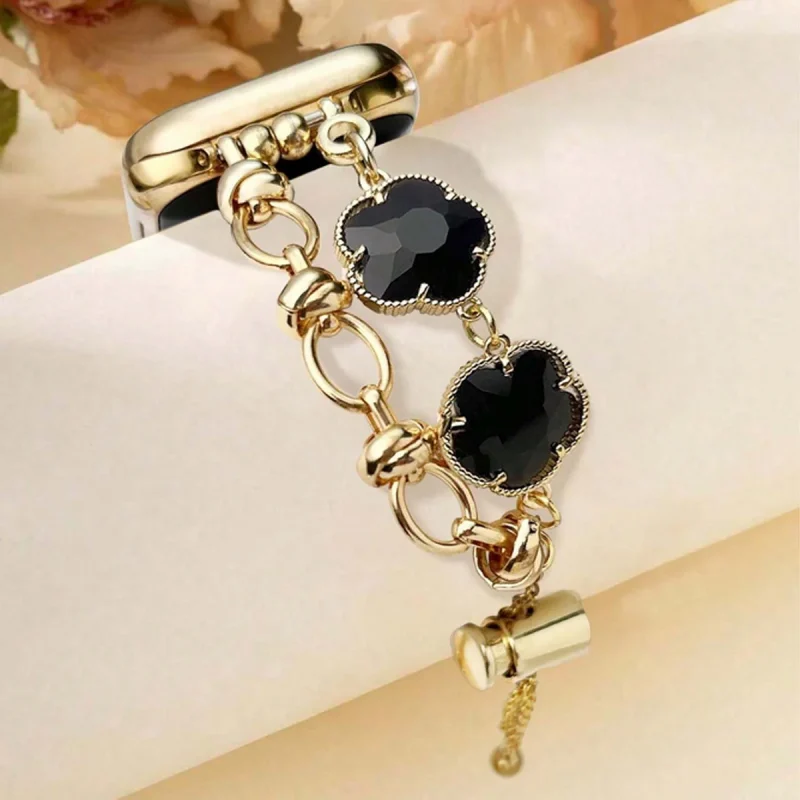 Elegant Gold Flower Apple Watch Band – Luxury Metal Bracelet Strap for Women | Compatible with Apple Watch Ultra, SE & Series 1-9 (42mm-45mm - Image 3